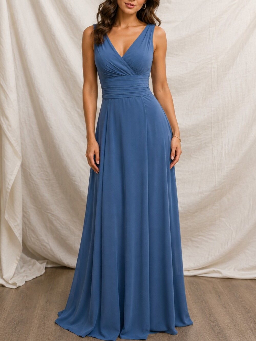 David's Bridal Long Chiffon Dress sz 6 with Free Shipping